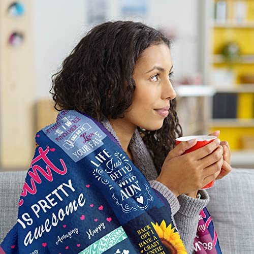 Gevuto Aunt Gifts from Niece Blanket, Best Aunt Ever Throw 50"x60", Mother's Day Christmas Birthday Presents for Auntie, Auntie Gifts for Women