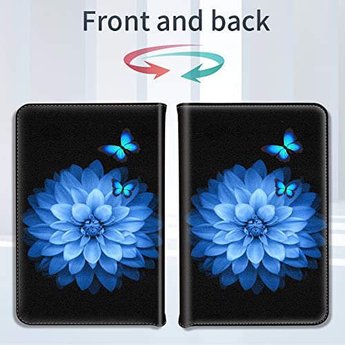 Server Books for Waitress,PU Leather Waiter Book Server Wallet with Zipper Pocket, Cute Waitress Book&Waitstaff Organizer with Money Pocket Fit Server Apron, Green Tree (Blue Flying Butterfly, Medium)