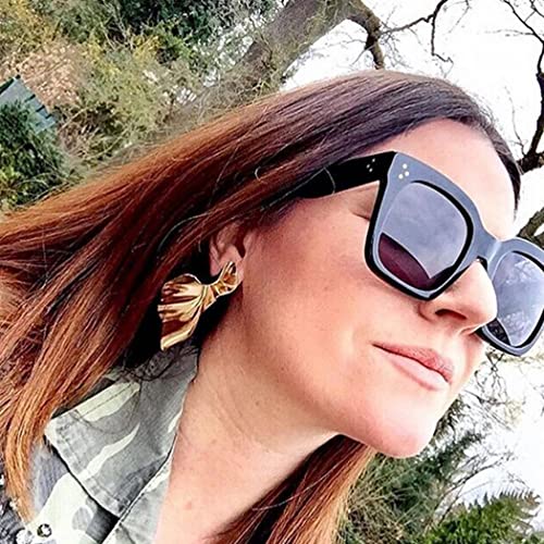 TAOTAOQI Vintage Women Oversized Sunglasses Designer Luxury Square Sun Glasses UV400 Protection Flat Lens (Black Frame Black Gradient Lens, 51)