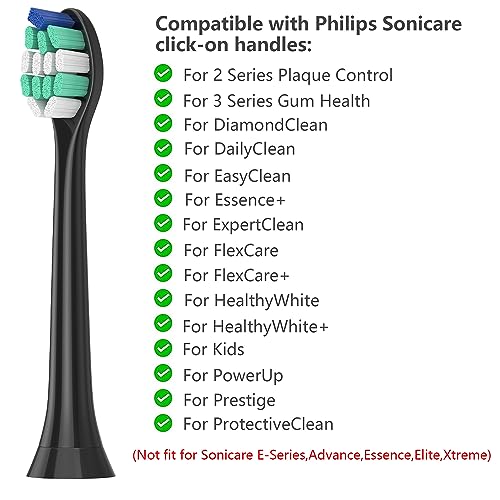 Zegupal Toothbrush Heads Compatible with Philips Sonicare Electric Toothbrush, 4Pcs Diamond Brush Heads,4Pcs Standard Clean Brush Heads,8 Black Medium Toothbrush Heads