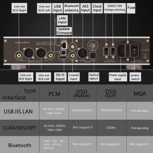 Gustard R26 Discrete R2R DAC, DSD512 PCM768kHz K2 Clock R2R-1Bit Balanced Preamp Digital-Analog Audio Converter Streamer with Remote Control (Black)