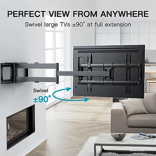 PERLESMITH Long Arm TV Wall Mount for 42-90 inch TVs, Full Motion TV Mount with 42.72 inch Extension Articulating Arm Swivel and Tilt, Max VESA 800x400mm, Holds up to 150 lbs, 16”,18”, 24” Studs