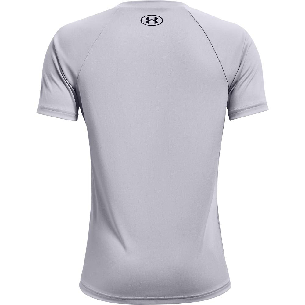 Under Armour Boys Tech Big Logo Short Sleeve T-Shirt , Mod Gray Light Heather (011)/Black , Large
