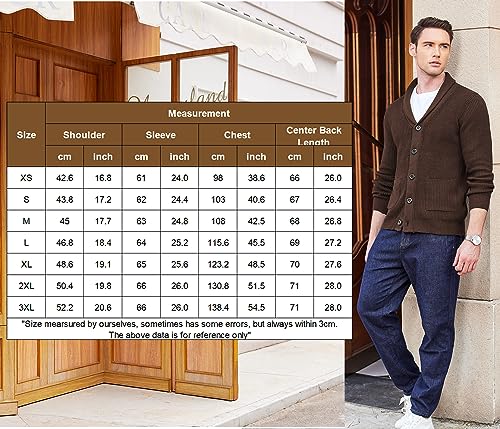 COOFANDY Men's Shawl Collar Cardigan Sweater Slim Fit Cable Knit Button up Sweater with Pockets Purple