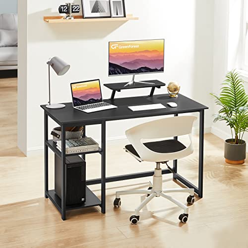 GreenForest Computer Desk with Monitor Stand,39 inch Small Desk with Reversible Storage Shelves,Gaming Desk for Small Spaces Home Office Writing Desk Study Table,Black