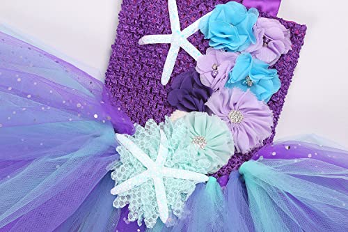 Koatobbor Girls Mermaid Costume Mermaid Tutu Dress Color Led Light Up for Halloween Birthday Party 3-8Years