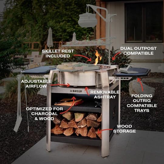 Breeo Live-Fire Grill - Outdoor Fire Pit, Portable Wood Stove, Firepit Grills - For BBQ, Pizza, Burger, From Grilling to Searing - Campfire Cooking Equipment - Compatible with All X24 Accessories