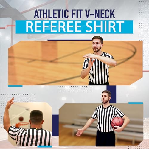 Murray Sporting Goods Men's V-Neck Referee Shirt | Men’s Official Short Sleeve Pro-Style V-Neck Officiating Halloween Costume (Small)