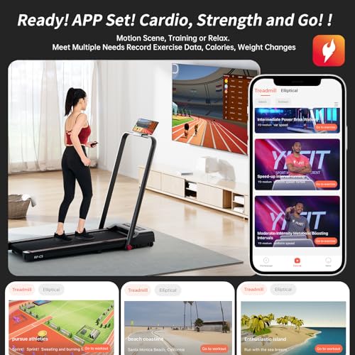 RHYTHM FUN Foldable Treadmill, 300 lb Capacity Walking Pad 2.5HP Treadmill Under Desk, Portable Treadmill for Home and Office, Folding Treadmill 2 in 1 with Remote Control, LED Display