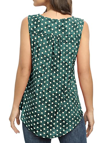 SUNNEGOO Women's Sleeveless Tank Tops Printed Pleated Loose fit Casual Sleeveless Blouse Shirt Flare Tunic Tank Tops for Women Summer