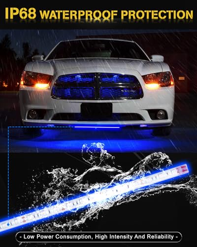 YONGMING 12 Volt Led Strip Lights Waterproof Blue,12.6inch Car Led Lights Exterior & Interior For Golf Cart Light,Boat Car Motorcycle Underglow Kit,18smd 5050 Leds 32cm,4 Packs