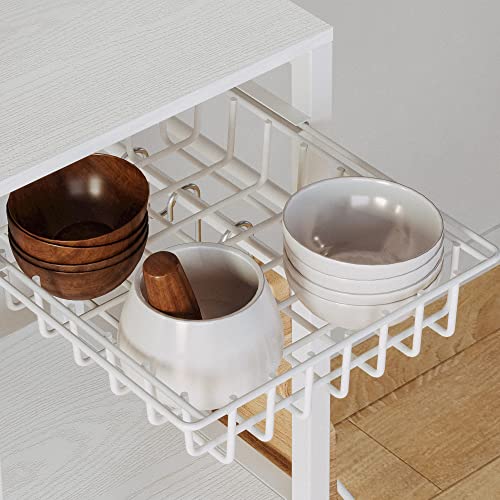 IRONCK Bakers Rack, Microwave Stand with Power Outlet, Industrial Coffee Bar with Wire Drawer for Kitchen, Living Room Easy Assembly, Space-Saving, Vintage Brown