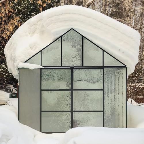 AMERLIFE 12x10x10FT Polycarbonate Greenhouse with 2 Sliding Doors 4 Vents Walk-in Premium Professional Greenhouse Storage Aluminum Large Hot House for Outdoor Sunroom Garden Backyard Matte, Black