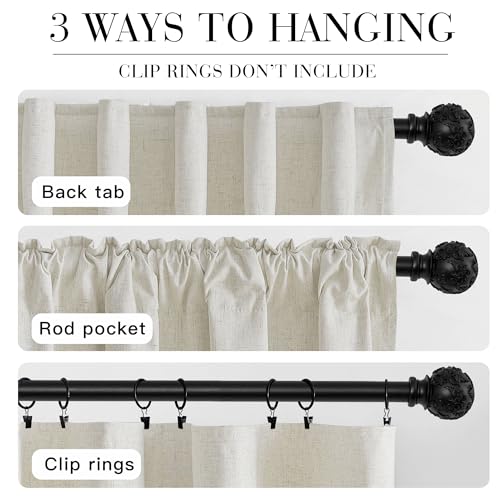 RYB HOME 100% Blackout Linen Textured Curtains 84 inches Long, Insulating Privacy Energy Saving for Bedroom Living Room Window Office Theater Dining Nursery, W 52 x L 84 in, Terracotta, 2 Panels