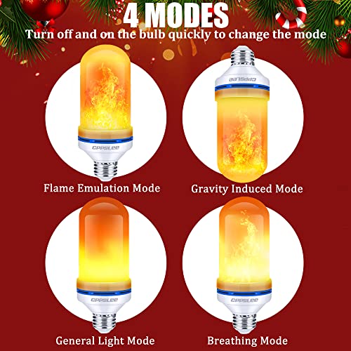 CPPSLEE LED Flame Light Bulbs, 4 Modes Flickering Light Bulbs, E26 Base Fire Flame Bulb, Halloween, Christmas Party Porch Outdoor and Indoor Home Decorations (Yellow, 1 Pack)