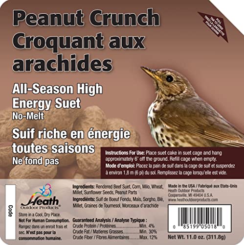 Heath Outdoor Products DD18-10, Peanut Crunch Suet Cake - 10 Pack