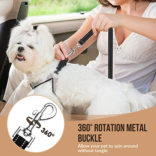 SlowTon Dog Seat Belt for Car, 2 Pack Dog Car Harness Seatbelt Adjustable with Elastic Bungee Buffer, 2 in 1 Pet Car Leash Headrest Restraint Dog Reflective Safety Tether (Lime, Headrest+Clip)