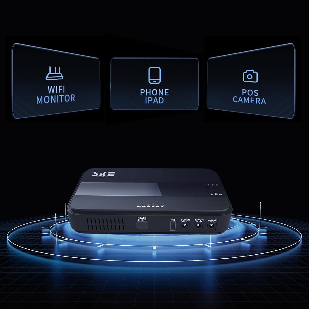 Mini UPS Battery Backup 10400mAh 38.48Wh,Output USB 5V/2A and DC 12V/2A,Home Small UPS Power Supply for WiFi Router Phone Camera
