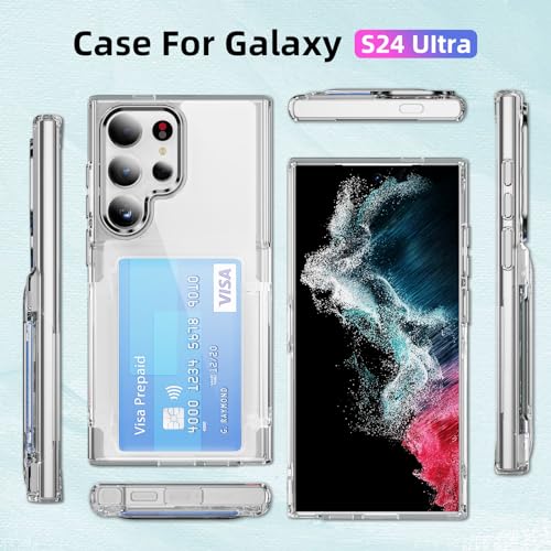 TORRTOWAY Wallet Case for Galaxy S24 Ultra Case Wallet Case with Card Holder Kickstand Card Holder Clear Soft TPU Shockproof Cover Protective Case for Samsung Galaxy S24 Ultra Phone Case (Clear)