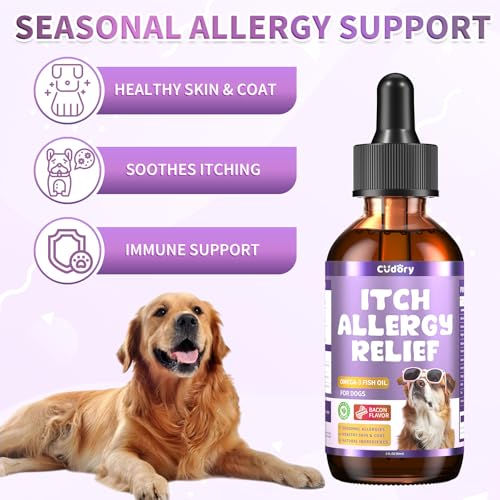 Allergy Relief for Dogs and Cats - Cat Allergy Tasty Chews + Dog Allergy Relief Drops- Healthy Skin, Gut & Coat Support for Cat or Dog Supplements Probiotic & Vitamins