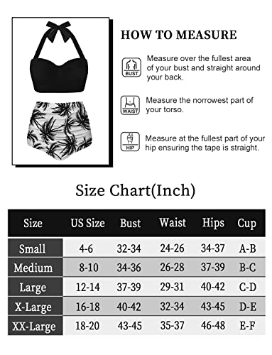 Angerella Women's Fashion Leopard Printed Swimsuits High Waisted Bikini Classic Style Juniors Swimwear Black,M