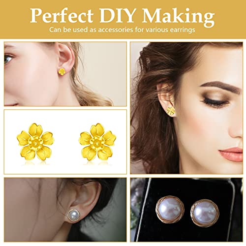 VERACT Earring Posts and Backs, 2000Pcs Golden Hypoallergenic Earring Studs for Jewelry Making Kit and Butterfly Earring Backs and Rubber Earring Backs with Box (4mm, 5mm, 6mm, 8mm, 10mm)