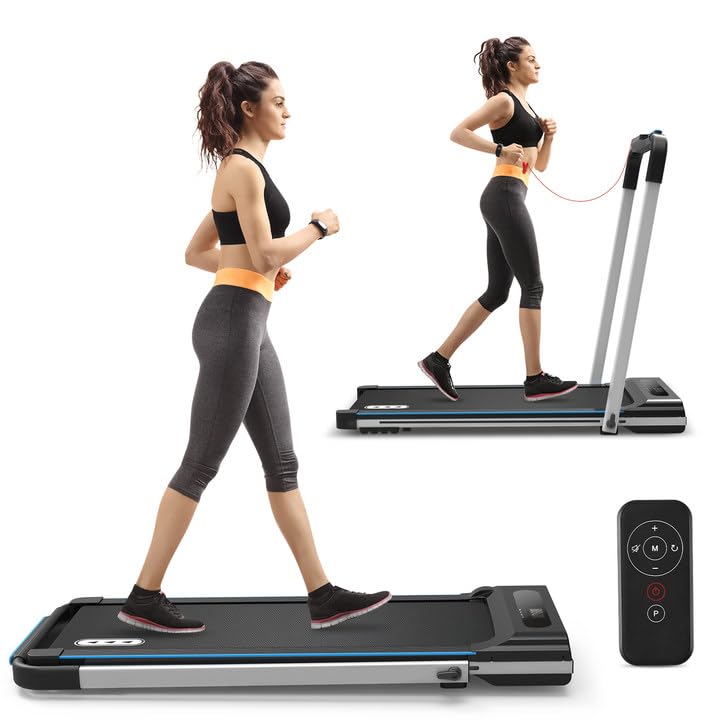 REDLIRO Under Desk Treadmill 2 in 1 Walking Pad, Portable, Folding, Electric, Motorized, Walking and Jogging Machine with Remote Control for Home and Office Workout