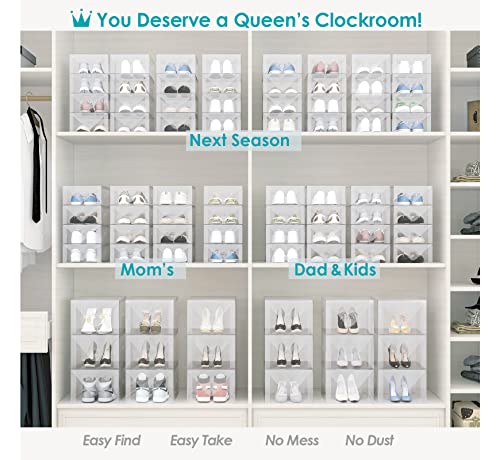 ESSBLIN 12 Pack Women's Shoe Box Clear Plastic Stackable - Shoes Organizer for Closet Storage Boxes Containers Bins Case cajas para zapatos