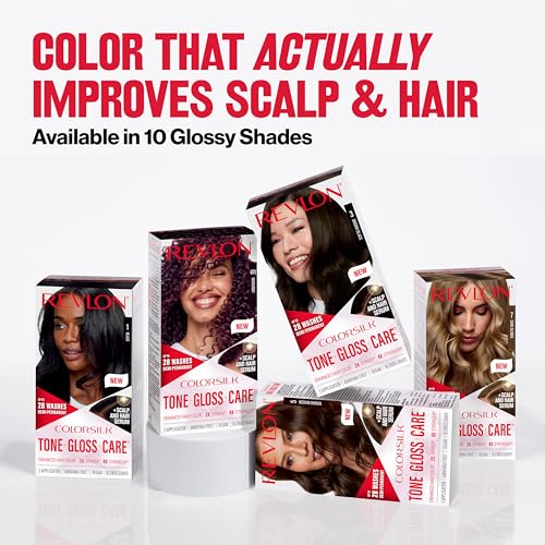 Revlon ColorSilk Tone + Gloss + Care Demi Permanent Hair Color, Hair Dye with Leave in Scalp and Hair Serum, 2x Shinier, 4x Stronger, 3 Brown Black, 4.5 fl. oz