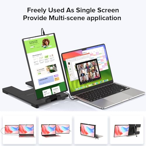 UPERFECT Laptop Screen Extender, 2K 14" 360°Unique Swivel Hinge w/ 180° Automatic Rotation, 2240x1400 QHD IPS Portable Monitor for 13"-17'' Laptops, Plug & Play Compatible with Mac, Wins, Android, Dex