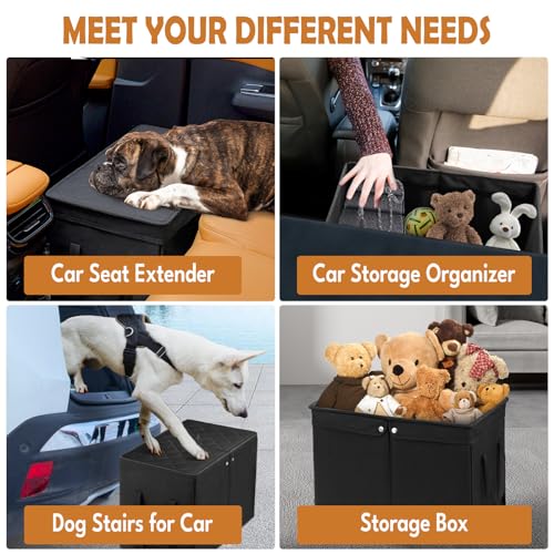 UNICITII Car Seat Extender for Large Dogs, Back Seat Extender for Dogs up to 120 LBS Large Dog Car Seat with Storage Car Organizer Gap Filler for Front or Back Seat