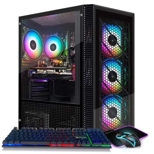 STGAubron Gaming Desktp PC, Radeon RX 560 4G, Intel Core I3-10105F 3.7 up to 4.4G, 16G DDR4, 512G SSD, 600M WiFi, BT 5.0, RGB Fan x 4, RGB Keyboard & Mouse & Mouse Pad, W11H64