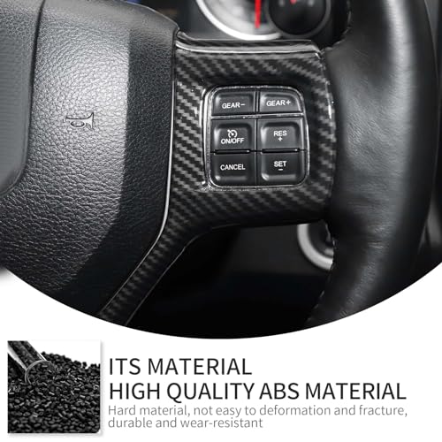 Linskip Steering Wheel Trim Compatible with Ram 1500 2010 2011 2012 2013 2014 2015 2016 2017 2018, Steering Wheel Cover for Ram Interior Accessories(Carbon Fiber Black)