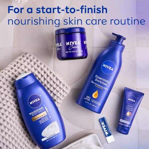 NIVEA Essentially Enriched Body Lotion for Dry Skin, 48-Hour Moisturizing Lotion with Deep Nourishing Serum and Almond Oil, 16.9 Fl Oz Pump Bottle