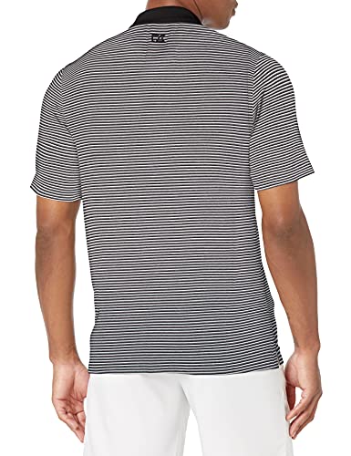 Cutter & Buck Men's Moisture Wicking UPF 50 Drytec Forge Tonal Stripe Polo Shirt, Black, Small