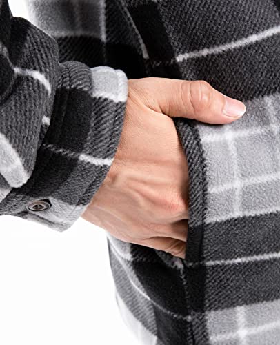 ThCreasa Mens Flannel Shacket Jacket Sherpa Lined Buffalo Plaid Warm Thick Flanelle Shirt Outdoor CPO Overshirt Redwood 3XL
