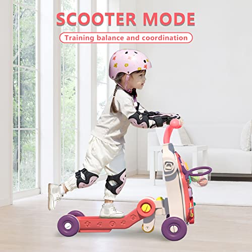 QDRAGON 5 in 1 Push Walkers for Baby Boys, Toddler Learning to Walk, Sit to Stand Walker, Early Learning Push Toy for Infant 12+ Months, Navy Blue