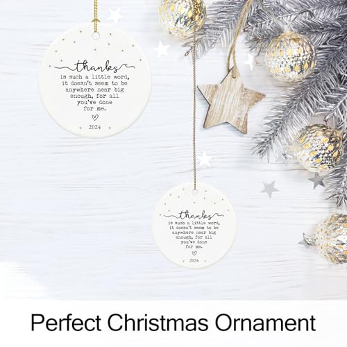 Thank You Gifts for Women, Thank You Ornament Appreciation Gifts for Women, Nurse, Teacher, Friends, Sister,Coworker, Boss, 2.9" Ceramic Thank You Christmas Ornament 2024