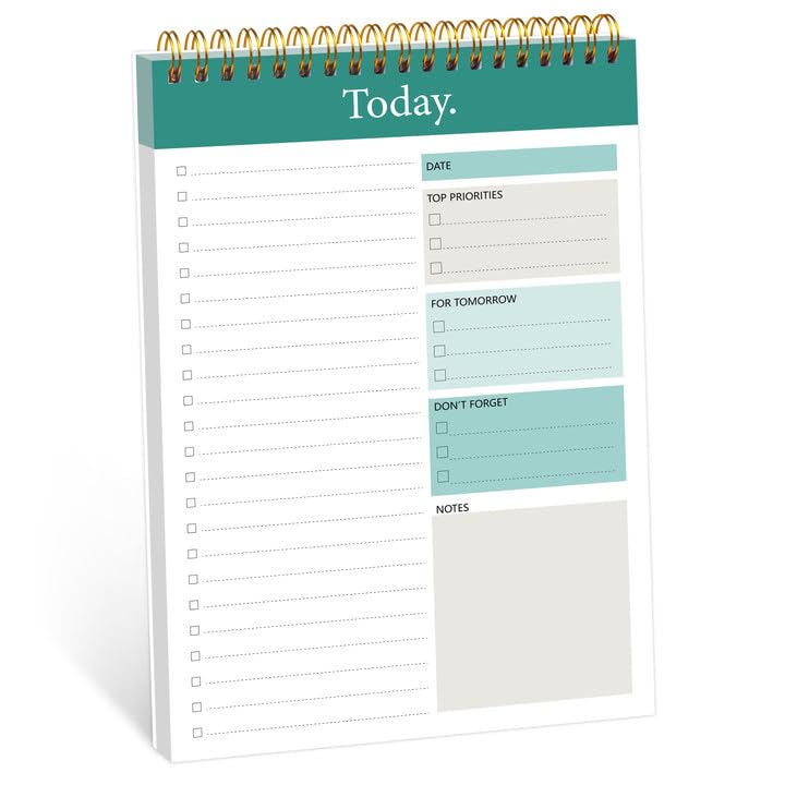 To Do List Notepad - To Do List Notebook for Work with 52 Sheets, 6.5" x 9.8" Checklist Productivity Organizer with Hourly Schedule for Task Management-Azure