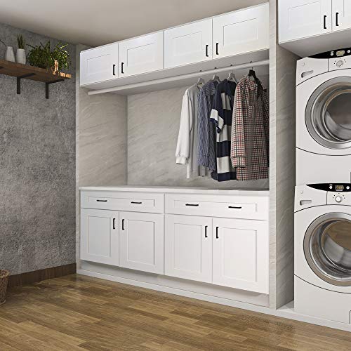 Brookings Shaker Unassembled Bridge Wall Kitchen Cabinet W3012, 30 W x 12 D x 12 H, Painted White, Solid Wood, Design House, 561621