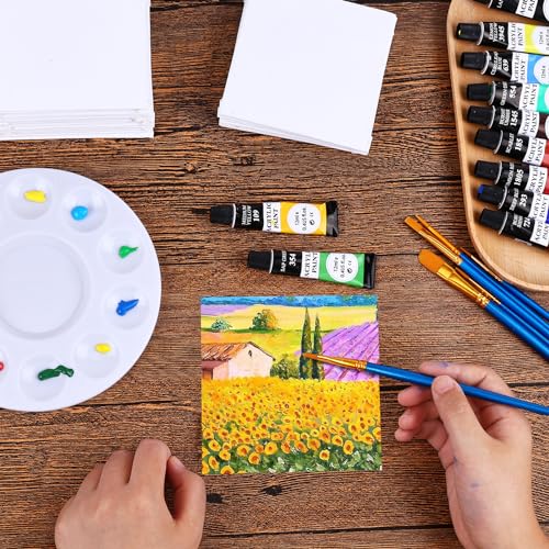 ESRICH Small Canvases for Painting 6x6 inch, 12 Pack Canvas Boards Cotton Painting Canvas Primed Acid Free Mini Blank Canvas Panels for Oil Paint,Watercolor,Acrylic Paint,Gouache&Tempera.