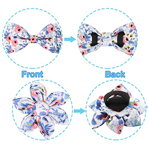 Girl Dog Collar and Leash Sets with Bow Tie, Dog Collar with Detachable Flower with Dog Tag Strong Gold Buckle for Small Medium Large Dogs