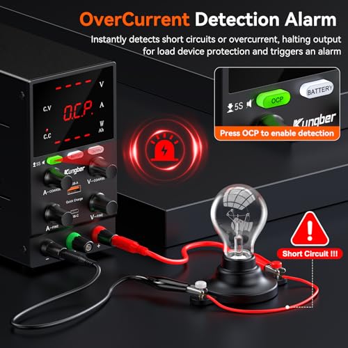 DC Power Supply Variable, 30V 10A Adjustable Switching Regulated DC Bench Power Supply with Intelligent Charging Mode, 18W USB Interface, Precision Encoder Knob (Black)