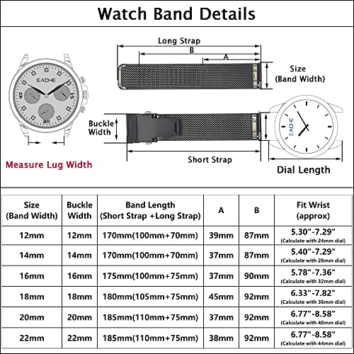 EACHE Stainless Steel Mesh Watch Band for Women, Quick Release Mesh Watch Straps for Ladies 12mm Gold