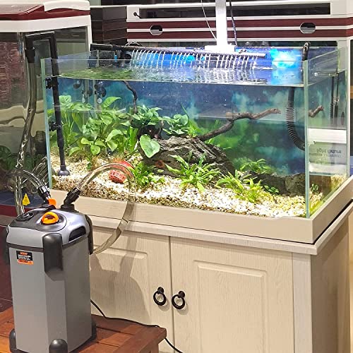 SEAJOEWE Canister Filter with 3 Media Trays Spray Bar External Canister Filter for Large Fish Tank and Aquariums, SF-650F-UV-171GPH