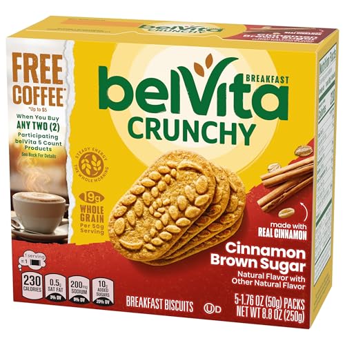 belVita Cinnamon Brown Sugar Breakfast Biscuits, 5 Packs (4 Biscuits Per Pack)