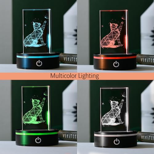 IFOLAINA LED Light Base Lighted Stand Display for Crystal Glass Ball Glass Art Tumbler RGB Multicolor Lighting Round Black Pedestal - Concave