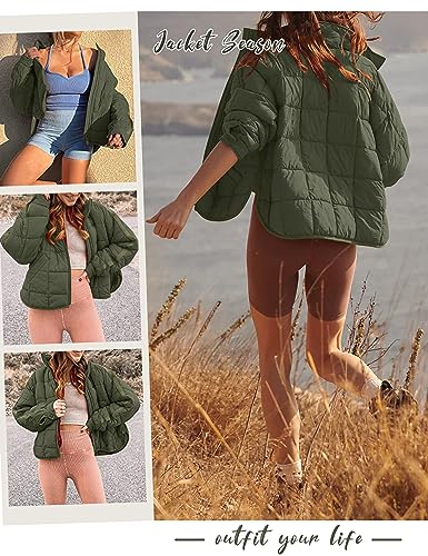 Huaqiao Womens Quilted Puffer Jackets Lightweight Zipper Short Winter Coat With Pockets(White-M)