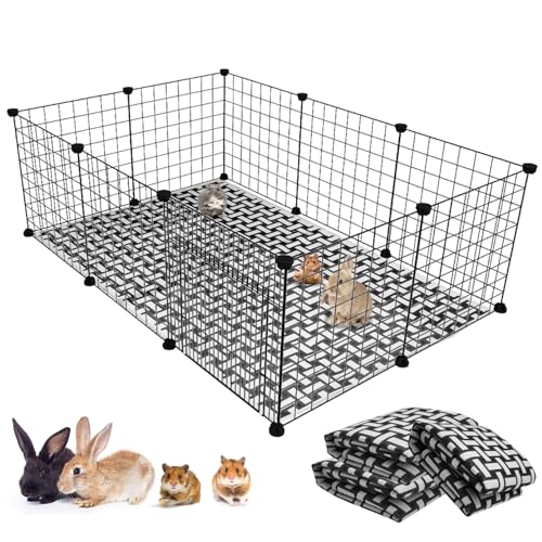 PINVNBY Rabbits Cage Liners, 3 Pack 23.62" x 35.43" Washable Reusable Guinea Pig Bedding Pads, Waterproof & Anti Slip Guinea Pig Training Mat for Punnies Chinchillas Cats Guinea Pigs Ferrets