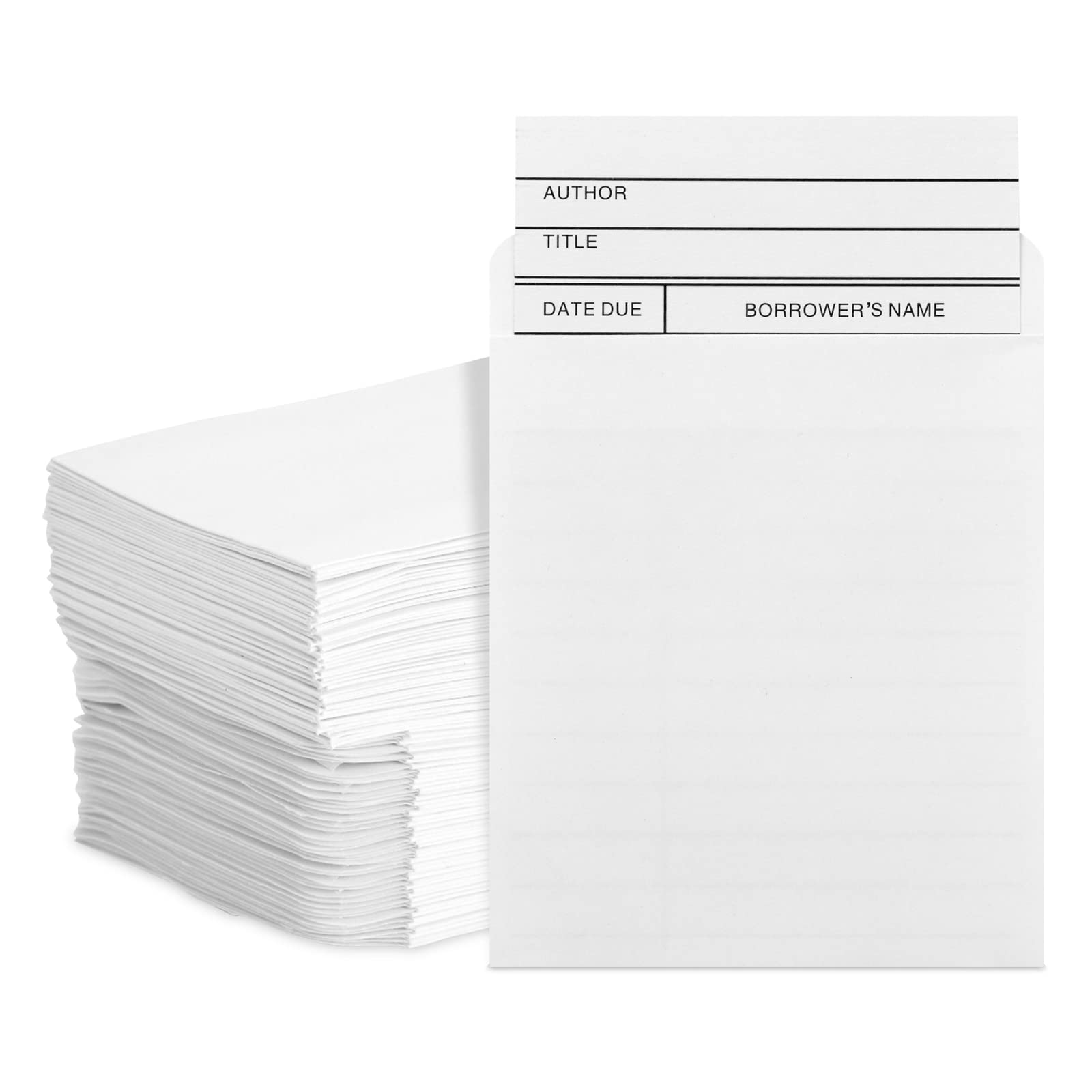 100 Pack Library Card Pockets Self Adhesive for Book Checkouts, CDs, DVDs, Classroom Supplies (3.5 x 4.5 in)